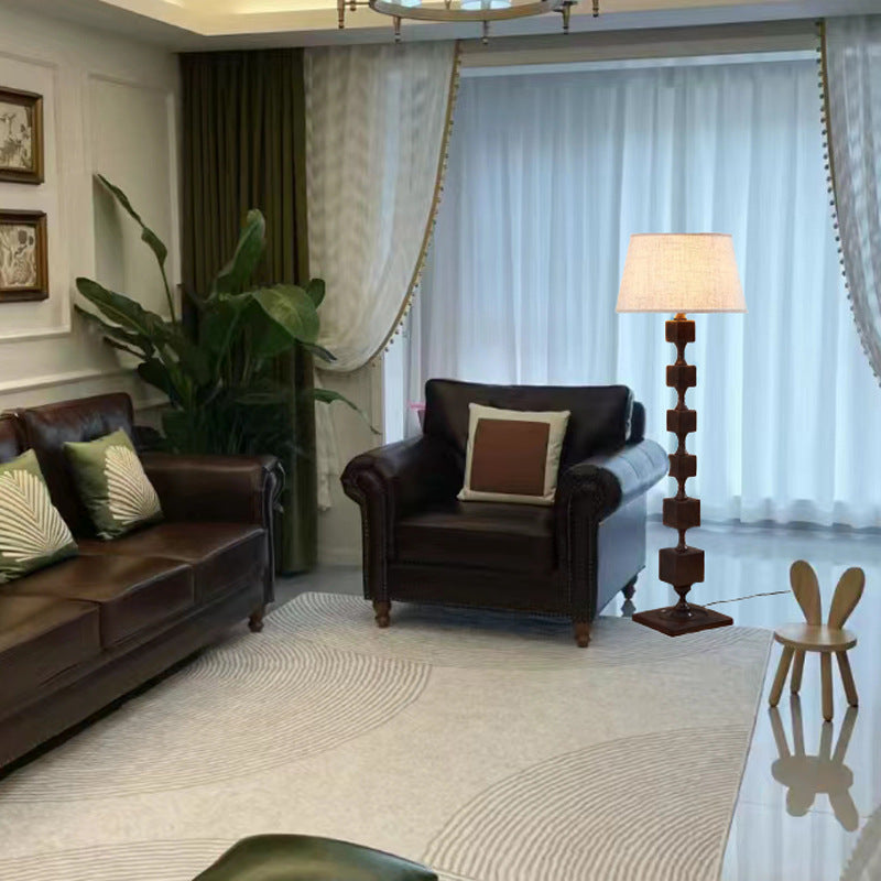 Wood Fabric Linear Living Floor Lamp