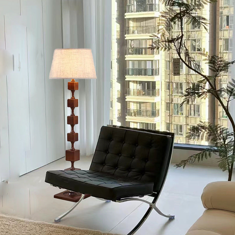 Wood Fabric Linear Living Floor Lamp