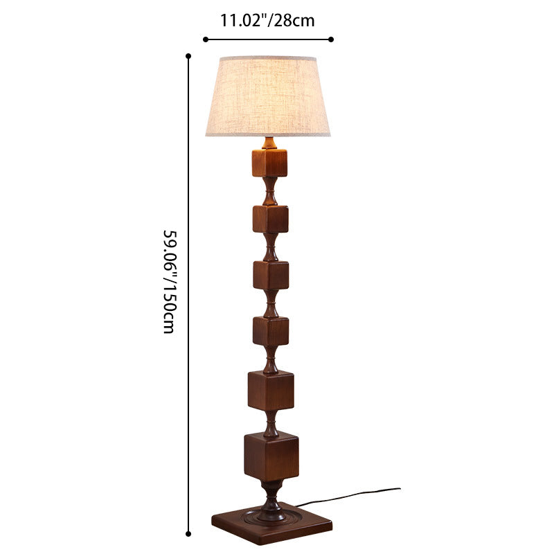 Wood Fabric Linear Living Floor Lamp