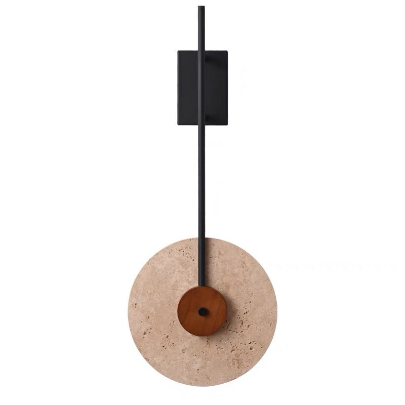 Walnut Travertine Iron Round Wall Lamp