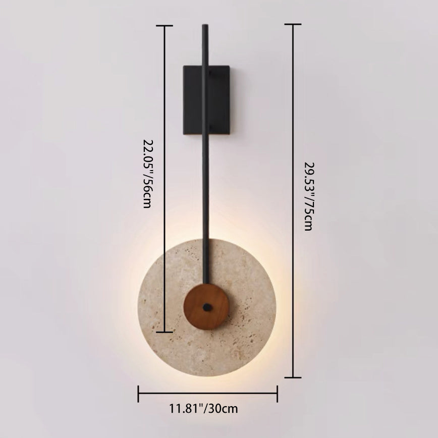 Walnut Travertine Iron Round Wall Lamp