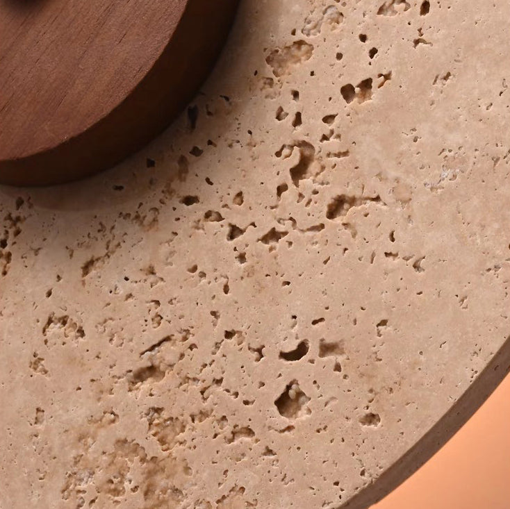 Walnut Travertine Iron Round Wall Lamp