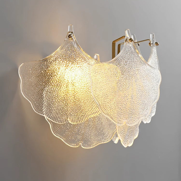 Metal Glass Ginkgo Leaf 2-Light Wall Lamp
