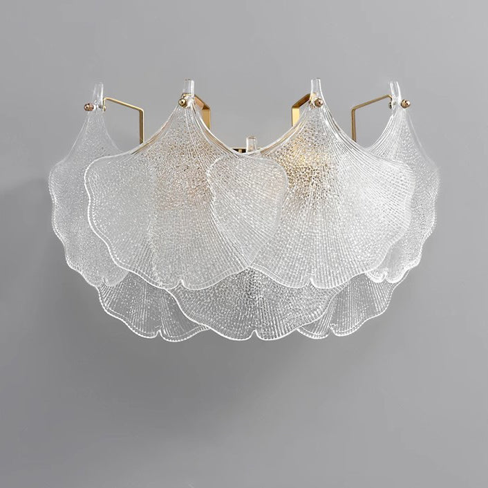 Metal Glass Ginkgo Leaf 2-Light Wall Lamp