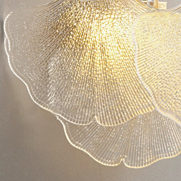 Metal Glass Ginkgo Leaf 2-Light Wall Lamp