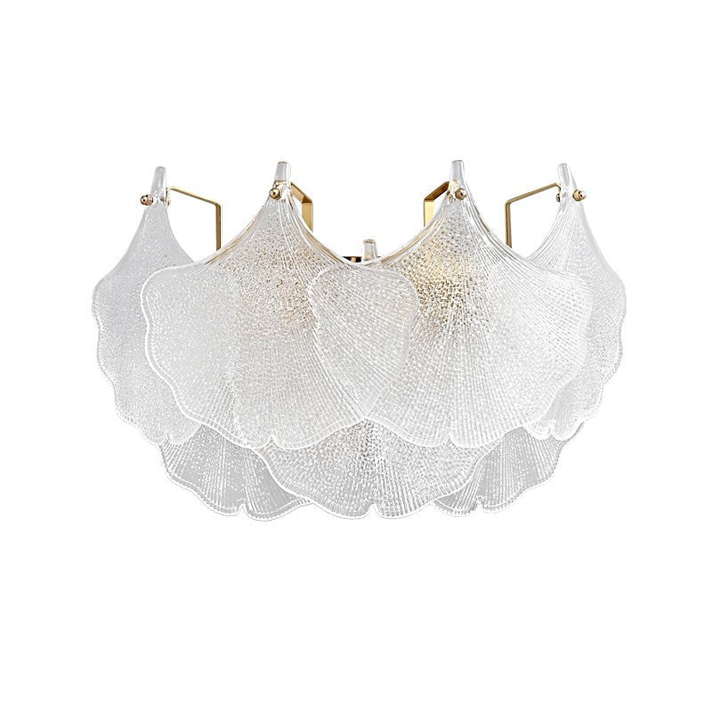 Metal Glass Ginkgo Leaf 2-Light Wall Lamp