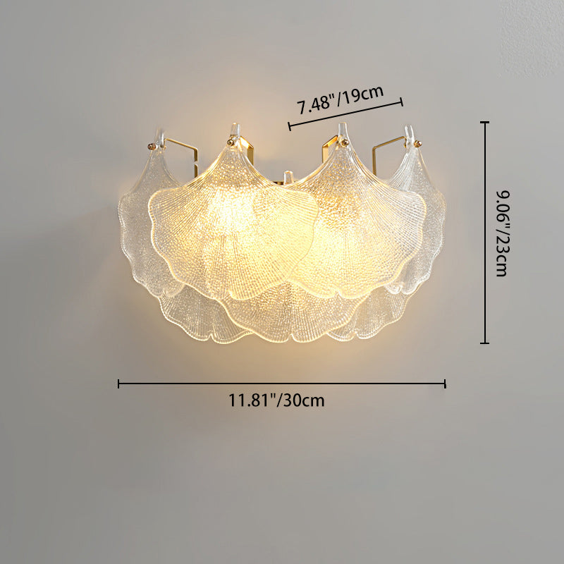 Metal Glass Ginkgo Leaf 2-Light Wall Lamp