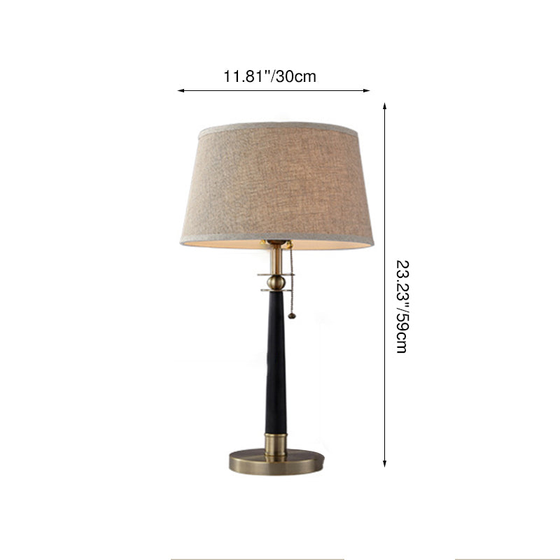 Iron Fabric Round Bedroom Table Lamp