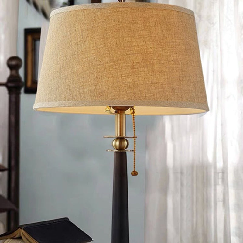 Iron Fabric Round Bedroom Table Lamp