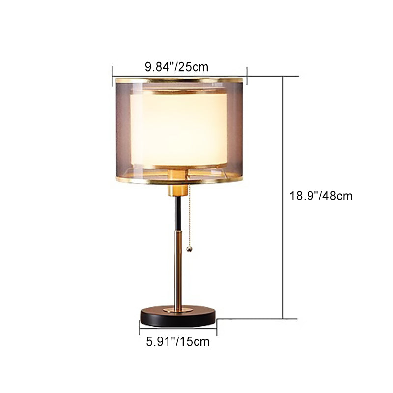 Round Column Fabric Iron Table Lamp