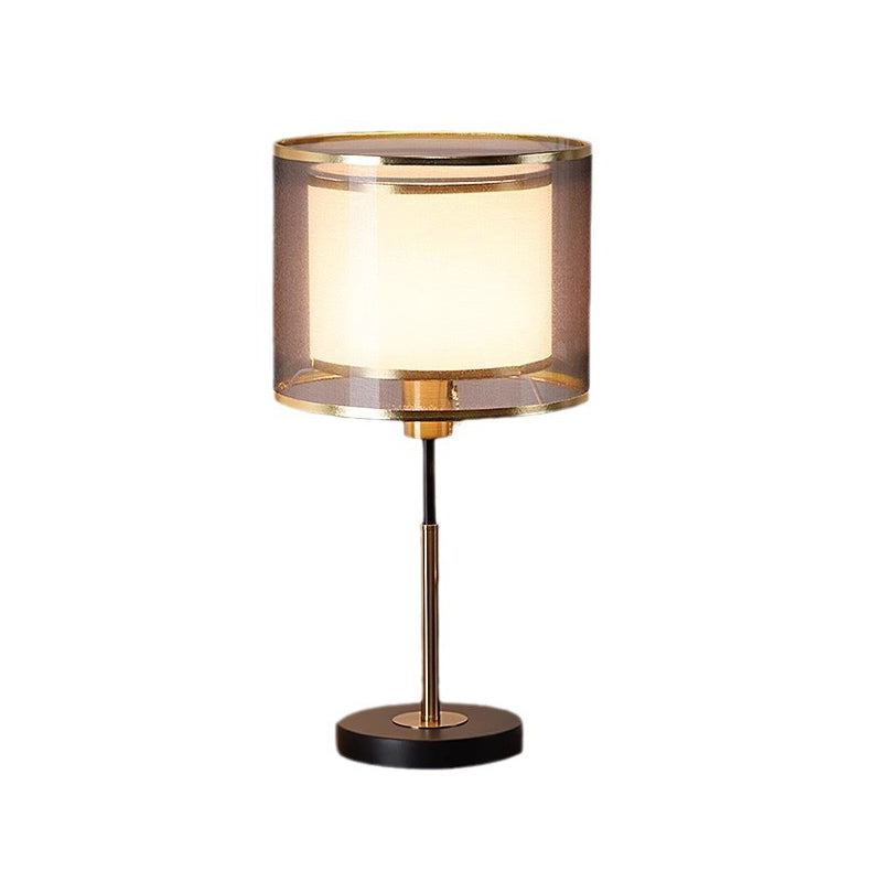 Round Column Fabric Iron Table Lamp