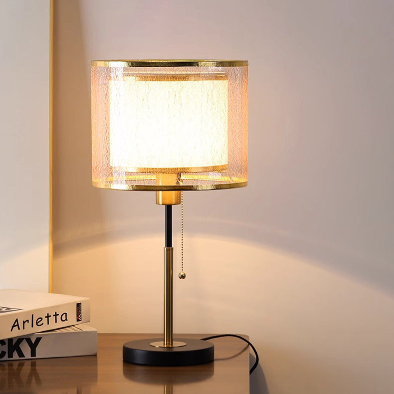 Round Column Fabric Iron Table Lamp