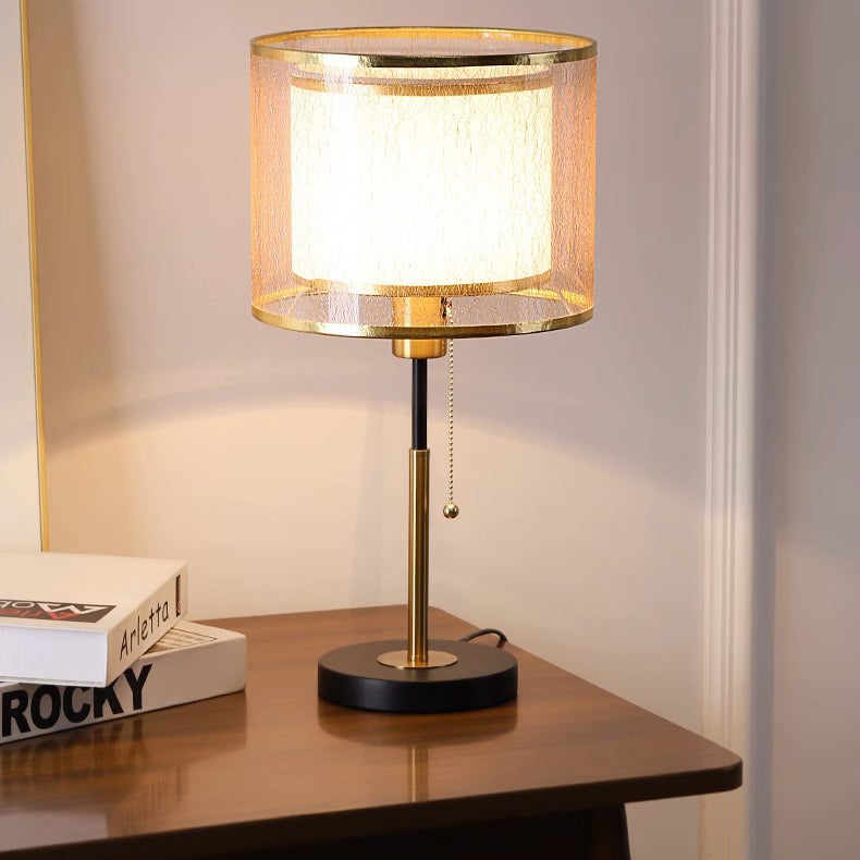 Round Column Fabric Iron Table Lamp
