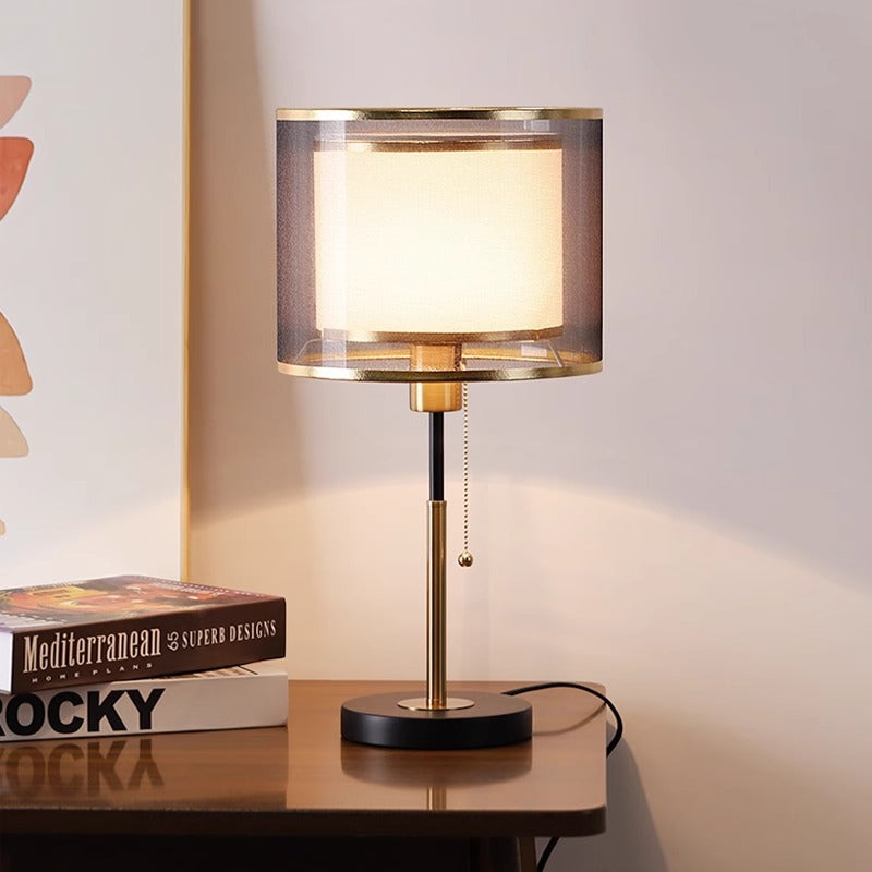 Round Column Fabric Iron Table Lamp