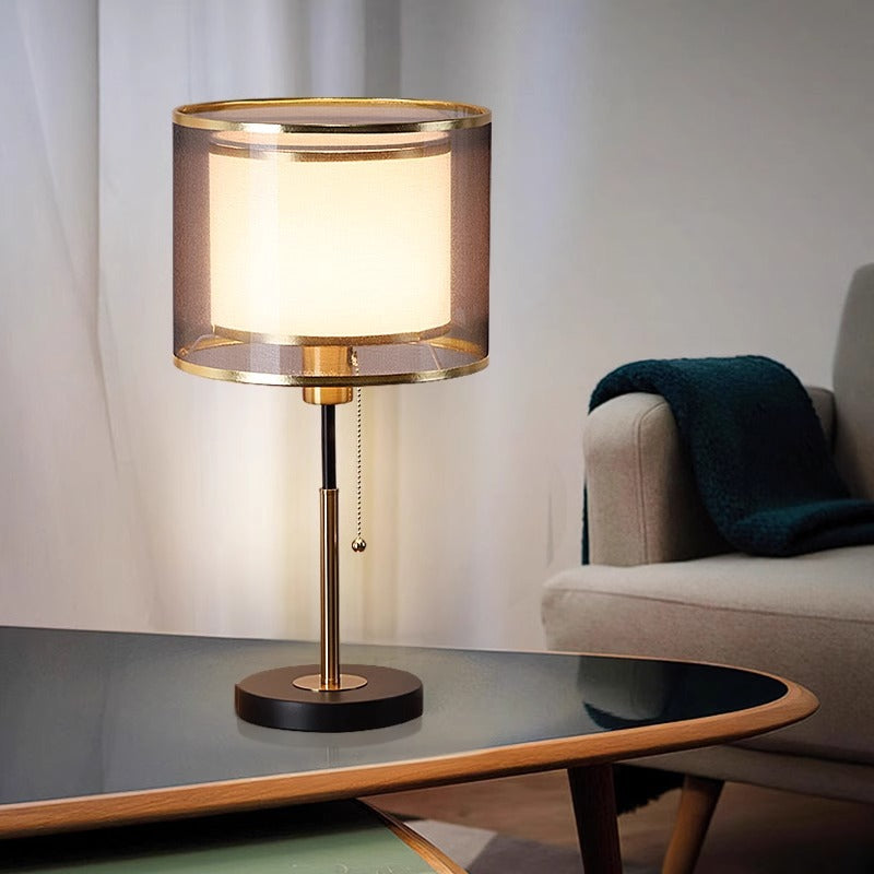 Round Column Fabric Iron Table Lamp