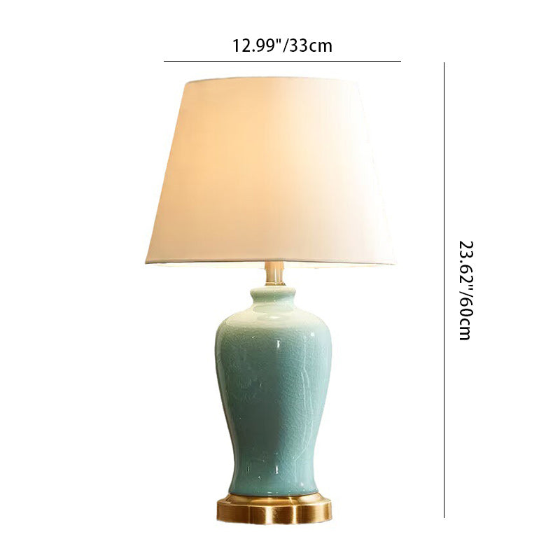 Round Cylinder Ceramic Fabric Table Lamp