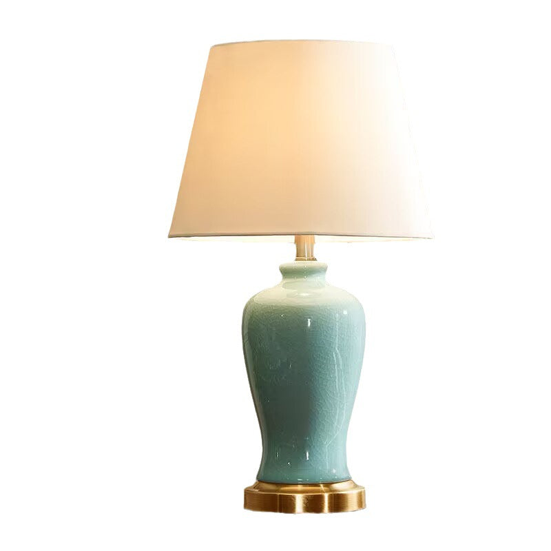 Round Cylinder Ceramic Fabric Table Lamp
