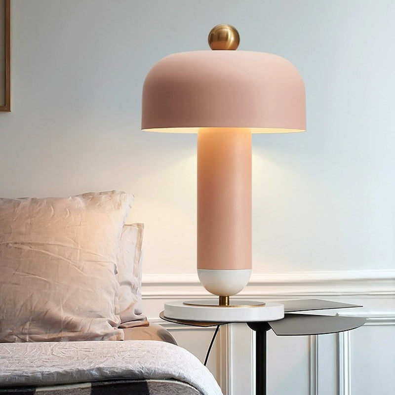 Round Cylinder Iron Bedroom Table Lamp