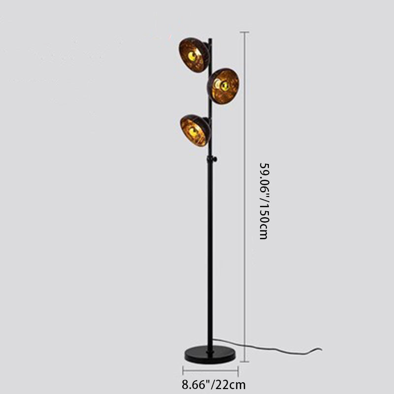 Rotatable Coconut Shell Round 3-Light Floor Lamp