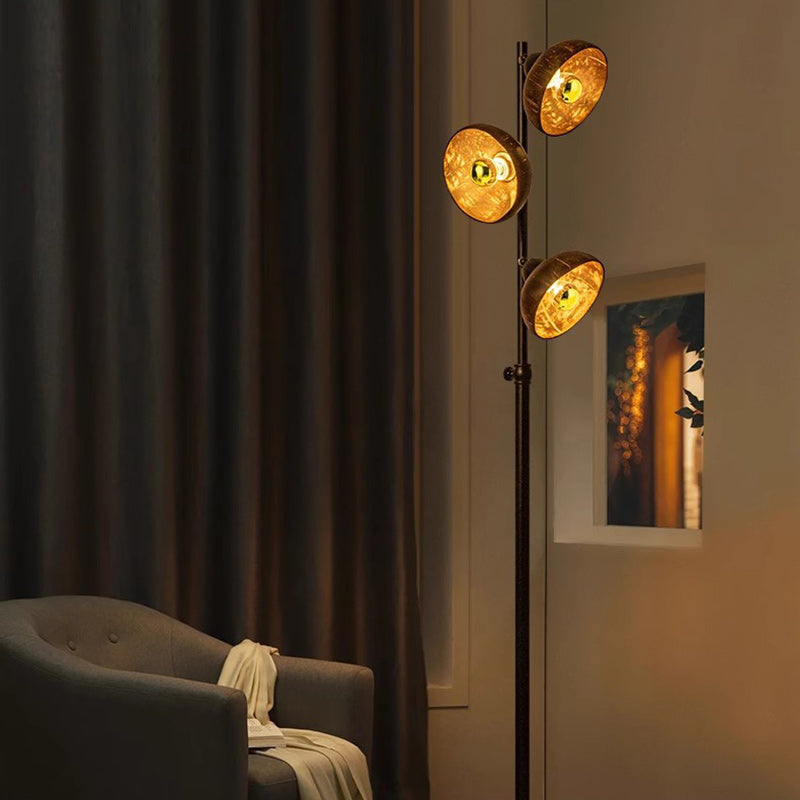 Rotatable Coconut Shell Round 3-Light Floor Lamp