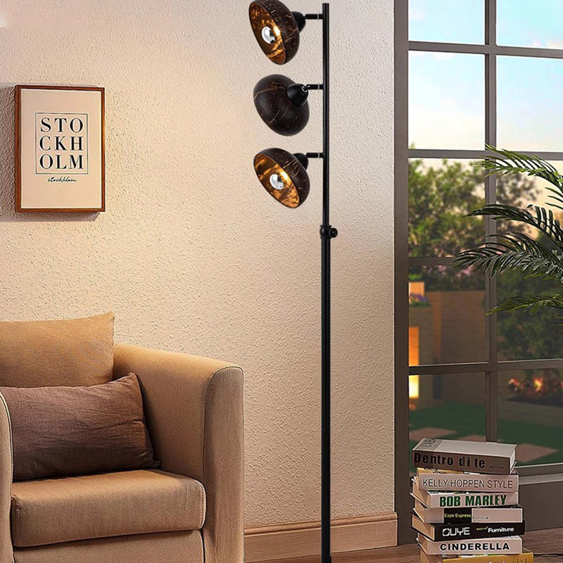 Rotatable Coconut Shell Round 3-Light Floor Lamp