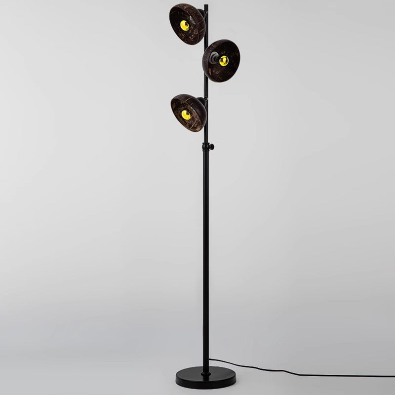 Rotatable Coconut Shell Round 3-Light Floor Lamp