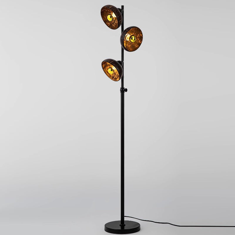 Rotatable Coconut Shell Round 3-Light Floor Lamp