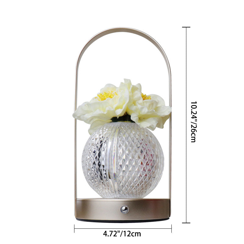 Carnation Round Plastic Bedroom Table Lamp