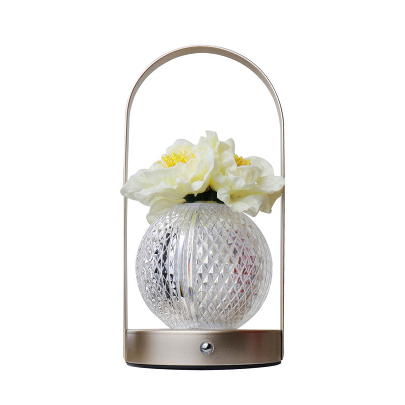 Carnation Round Plastic Bedroom Table Lamp
