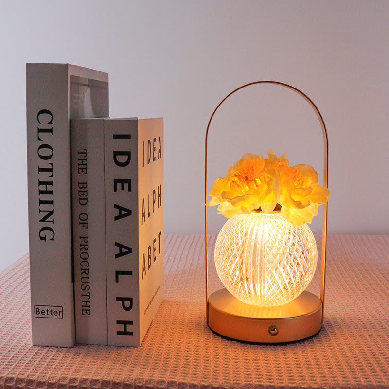 Carnation Round Plastic Bedroom Table Lamp