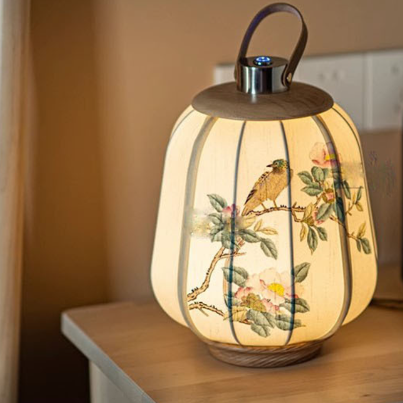 Lantern Round Solid Wood Table Lamp