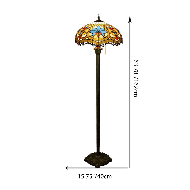 Round Petal Glass Resin Floor Lamp