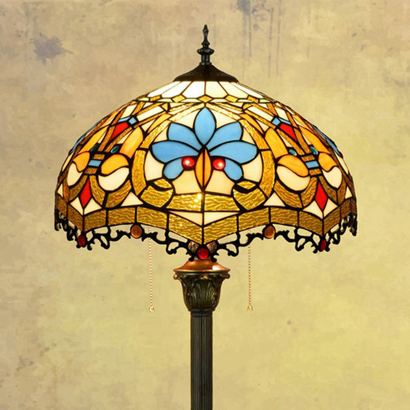 Round Petal Glass Resin Floor Lamp