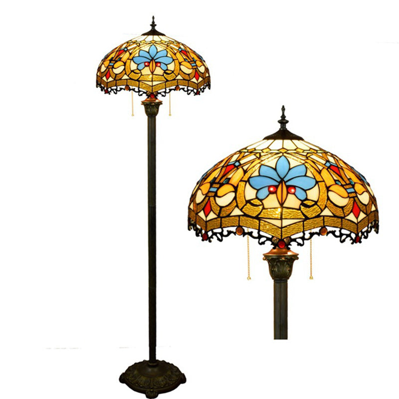 Round Petal Glass Resin Floor Lamp