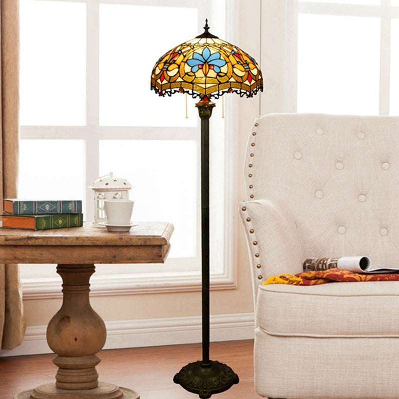 Round Petal Glass Resin Floor Lamp