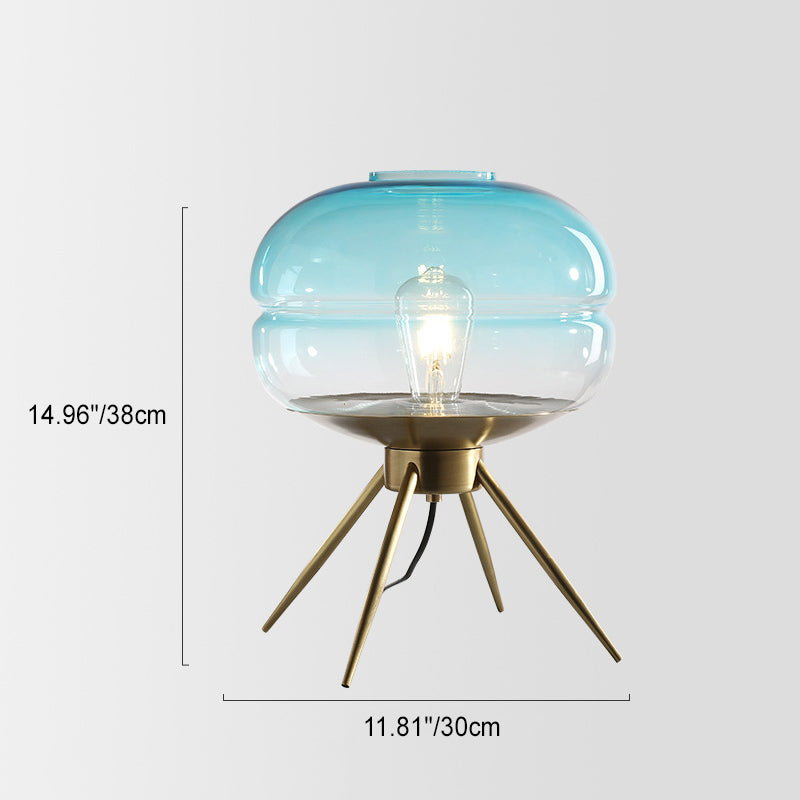 Bucket Round Glass Copper Table Lamp