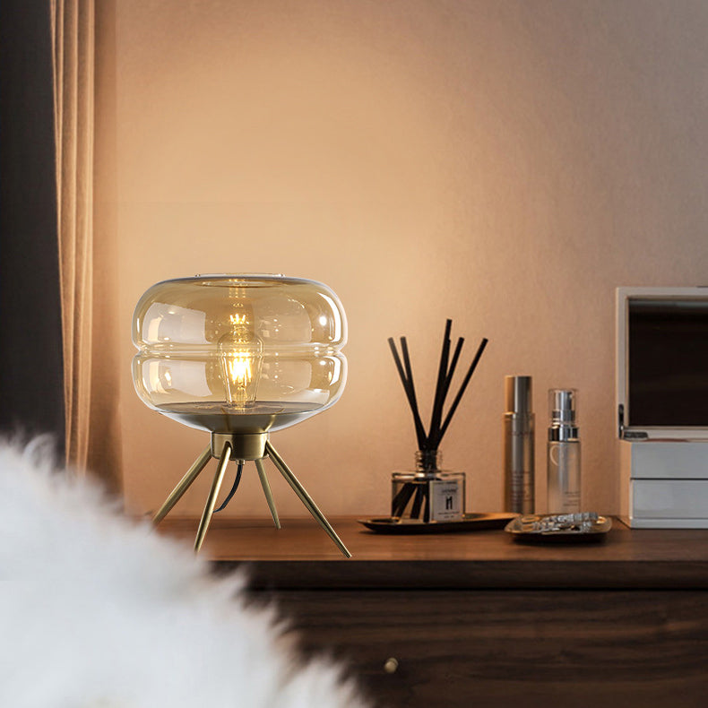 Bucket Round Glass Copper Table Lamp