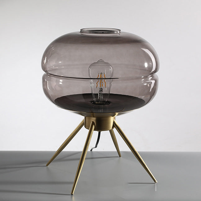 Bucket Round Glass Copper Table Lamp