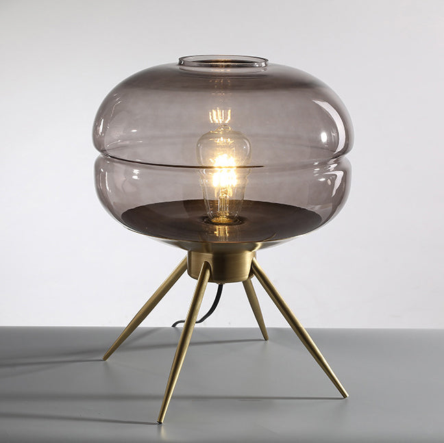 Bucket Round Glass Copper Table Lamp