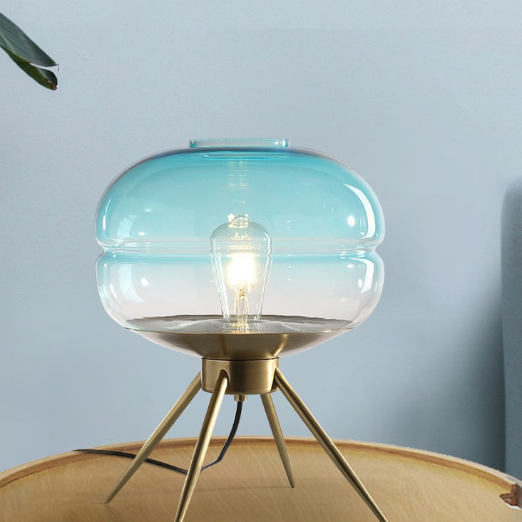 Bucket Round Glass Copper Table Lamp