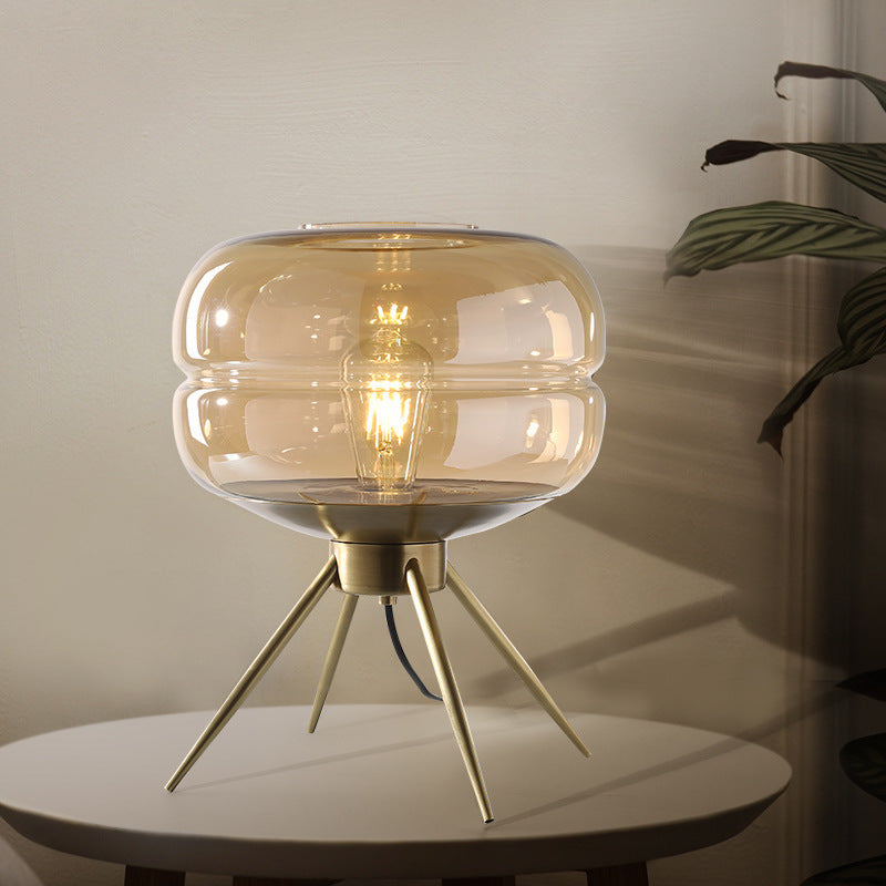 Bucket Round Glass Copper Table Lamp
