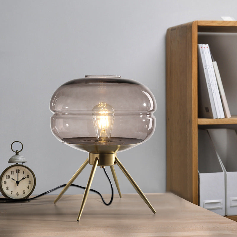 Bucket Round Glass Copper Table Lamp