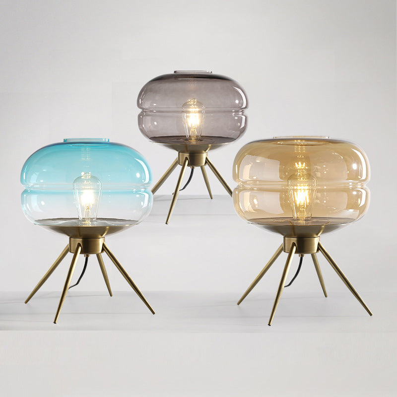 Bucket Round Glass Copper Table Lamp