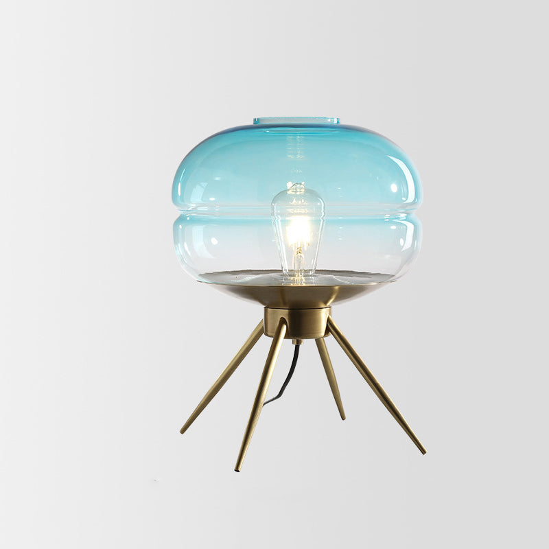 Bucket Round Glass Copper Table Lamp