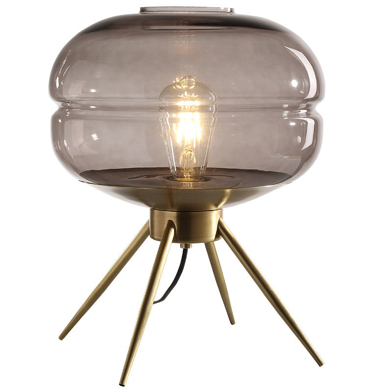 Bucket Round Glass Copper Table Lamp