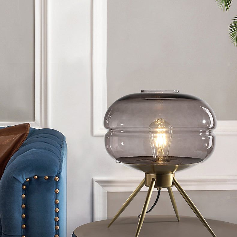 Bucket Round Glass Copper Table Lamp