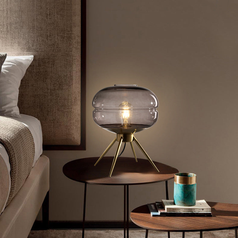 Bucket Round Glass Copper Table Lamp