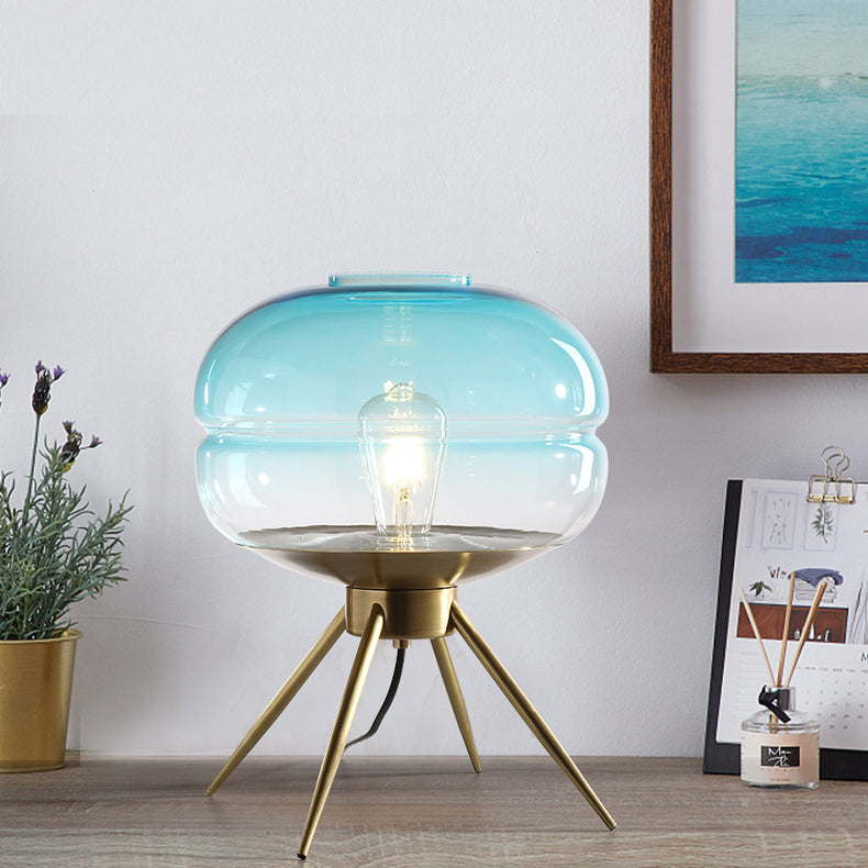 Bucket Round Glass Copper Table Lamp