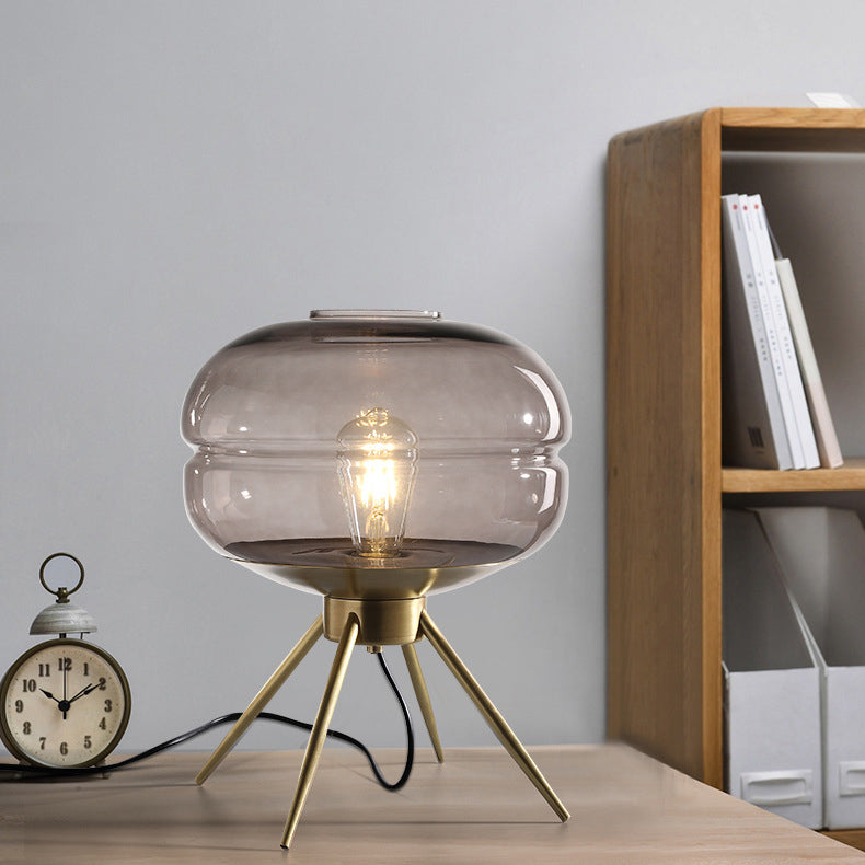 Bucket Round Glass Copper Table Lamp