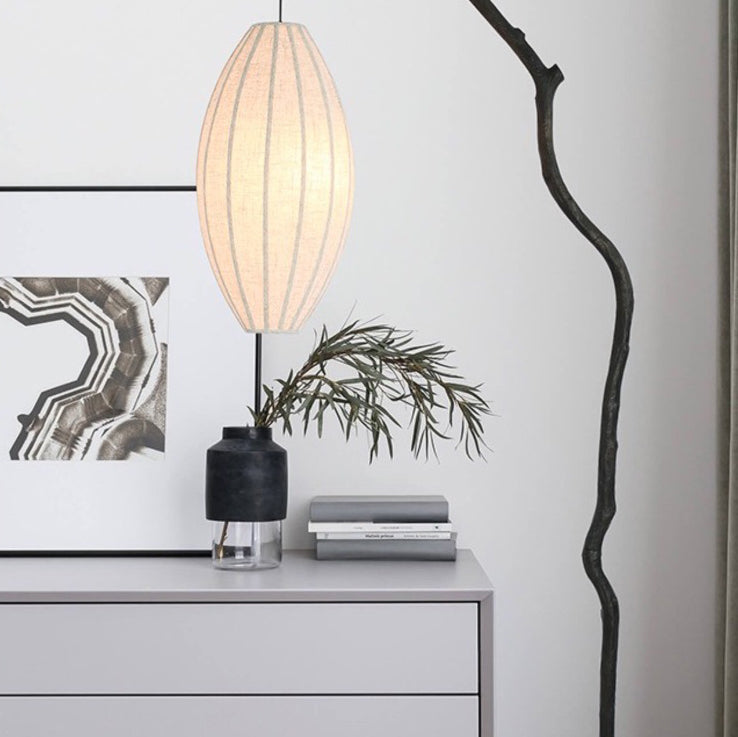Oval Curve Fabric Resin Floor Lamp